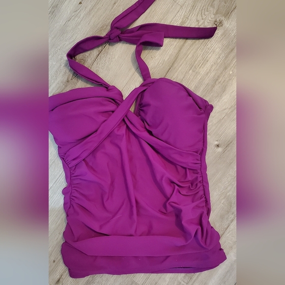Envya Purple Halter Tankini Set Tummy Control 2 Piece Swimsuit Size Medium - Picture 5 of 7